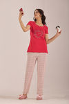 Sweet Moon Knit Cotton Pyjama Set - Cream Tomatored — thumbnail 1